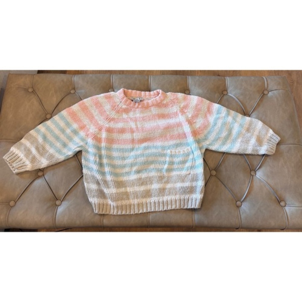 TOI Women's Striped Knit Sweater Crew Neck Long Sleeve Size L